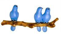 Fashion Bizz 3 Birds Sitting on Tree | Beautiful Wall Hanging Decor Decorative Showpiece  -  15 cm(Polyresin, Blue, Brown)