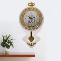 Flipkart SmartBuy Analog 40 cm X 22.5 cm Wall Clock(White, Gold, With Glass)