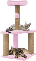 Hiputee Soft Fur Activity Cat Tree - Scratching Post Natural Sisal Rope Two Floor Tower Free Standing Cat Tree