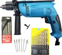 Inditools "550 W 13mm reversible impact electric drill machine with variable speed trigger, 13pc HSS drill set, 5pc masonry drill set and 6pc flat wood set Impact Driver (13 mm Chuck Size, 550 W)" Impact Driver(13 mm Chuck Size, 550 W)