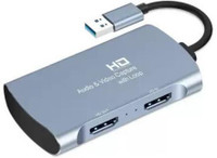 Etzin Video Capture Card, HDMI USB 3.0 microphone input, 3.5mm stereo channel output. USB Adapter(SILVER AND BLACK)