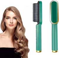 MARCRAZY Professional Hair Straightener with PTC Heating |Electric Hair Comb Brush (HQT-909B) - Styling Tool for Men & Women - Salon Hair Straightener Brush(Green, Gold)