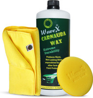 Wavex Brazilian Carnauba Wax Polish, Microfiber Cloth, Foam Applicator Pad Combo