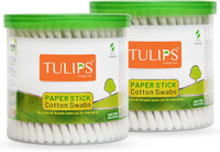 Tulips biodegradable Cotton Buds in a Paper Stick 200 Jar(2 Units)