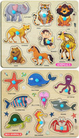 BitFeex Preschool Activity Wooden Puzzle toys Sea animal ABCD for kids 2 to 5 years(Multicolor, Black)