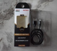 Intex Fiber Optical Cable 1 m Speed 2.4i Lightning Charge & Data Sync Cable(Compatible with i phone all type, ipad, ipod, Black, One Cable)