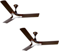 LUMINOUS New York Brooklyn 1200 mm 3 Blade Ceiling Fan(Ale Brown, Pack of 2)