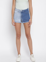 TALES & STORIES Solid Women Blue Casual Shorts