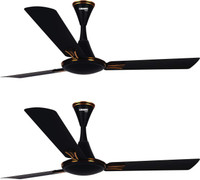 LUMINOUS Audie Matt 1200 mm 3 Blade Ceiling Fan(Charcoal Black, Pack of 2)