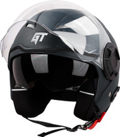 Steelbird GT Dashing ISI Certified Open Face Helmet for Men & Women with Inner Sun Shield Motorbike Helmet(Dashing Black)