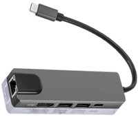dhruvga 5 in 1 Type C Adapter, 4K USB C HUB to Ethernet Rj45 LAN.(DHV-ADP-0004) Lan Adapter(1000 Mbps)