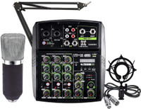 Xtreme Acoustics Home Studio LIVE Recording Combo, 4 Channel Audio Mixer Digital Sound Mixer