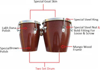 RAM musical Two set Brown Wooden Bongo(18 cm, 14 cm)