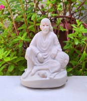 shinde exports Shirdi Sai Baba Marble Statue/Idol/murti for car Dashboard/Pooja Room Worship Decorative Showpiece  -  11 cm(Marble, White)