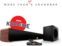 SAREGAMA Carvaan Musicbar Karaoke (SCSB192) with 1000 pre-loaded songs, Wired Subwoofer 120 W Bluetooth Soundbar(Cosmos Black, 2.1 Channel)