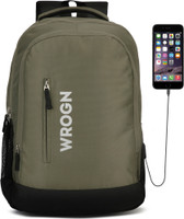 WROGN Large Backpack With USB Charging Port 15.6 Inch With Two Compartment 35 L Laptop Backpack(Green, Black)