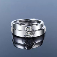 Lila Fashion Jewellery Adjustable Crystal Combine make 1 Hearts Couple Finger Rings Stainless Steel Cubic Zirconia Ring