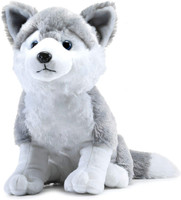 Webby Big Size Plush Husky Dog Stuffed Animal Soft Toy, Gifts for Kids and Adult  - 40 cm(Grey)