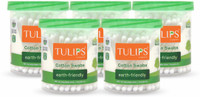 Tulips Cotton Ear Buds {Pack of 5} with White PAPER Stick 100 Sticks in a Jar(5 Units)