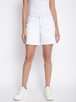 TALES & STORIES Solid Women Light Blue Casual Shorts