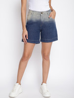 TALES & STORIES Solid Women Dark Blue Denim Shorts