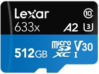 Lexar LSDMI512BB633A 633x 512 MicroSDXC Class 10 100 MB/s  Memory Card Compatible with Camera