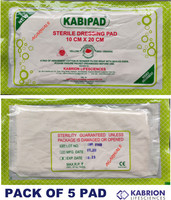 Agarwals KABIPAD Premium Sterile Combine Dressing Surgical Pad 10CM x 20CM (Pack of 5) Interactive dressings Medical Dressing(Pack of 5)