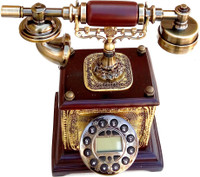 Gooddeals Antique Style Vintage model Wooden Operational caller ID designer Corded Landline Phone(Multicolor)