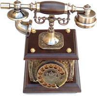 Gooddeals Antique Style Vintage dialpad model Functional wooden designer Cordless Landline Phone(Multicolor)