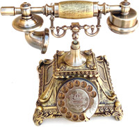 Gooddeals Antique Brass finish Vintage Dialpad model Operational wooden designer Cordless Landline Phone(Antique Brass)
