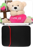 FineArts Love Teddy Skin New Laptop Skin with Reversible Laptop Sleeve Combo Set(Multicolor)   Laptop Accessories  (FineArts)