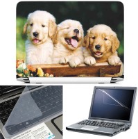 FineArts Three Dog on Table 3 in 1 Laptop Skin Pack With Screen Guard & Key Protector Combo Set(Multicolor)   Laptop Accessories  (FineArts)