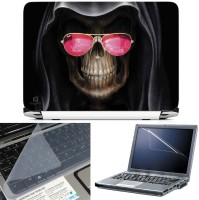 FineArts Skull With Goggle 3 in 1 Laptop Skin Pack With Screen Guard & Key Protector Combo Set(Multicolor)   Laptop Accessories  (FineArts)