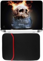 FineArts Burning Skull Laptop Skin with Reversible Laptop Sleeve Combo Set(Multicolor)   Laptop Accessories  (FineArts)