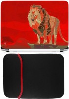 FineArts Lion Art Laptop Skin with Reversible Laptop Sleeve Combo Set(Multicolor)   Laptop Accessories  (FineArts)