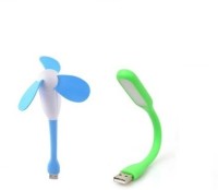View Techvik Flexible USB Powered FAN and LED Light for Laptop, Smart Phones Combo Set(Multicolor) Laptop Accessories Price Online(Techvik)