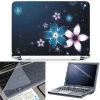 FineArts Glowing Flowers 3 in 1 Laptop Skin Pack With Screen Guard & Key Protector Combo Set(Multicolor)   Laptop Accessories  (FineArts)