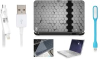 Print Shapes Silver hexagons Laptop Skin with Screen Guard ,Key Guard,Usb led and Charging Data Cable Combo Set(Multicolor)   Laptop Accessories  (Print Shapes)