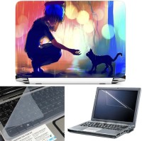 FineArts Anime Girl with Cat 3 in 1 Laptop Skin Pack With Screen Guard & Key Protector Combo Set(Multicolor)   Laptop Accessories  (FineArts)