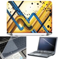 FineArts Abstract Lines Yellow 3 in 1 Laptop Skin Pack With Screen Guard & Key Protector Combo Set(Multicolor)   Laptop Accessories  (FineArts)