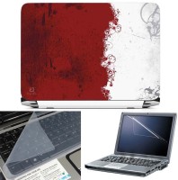 FineArts Red and White Abstract 3 in 1 Laptop Skin Pack With Screen Guard & Key Protector Combo Set(Multicolor)   Laptop Accessories  (FineArts)