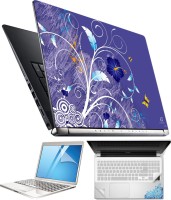 FineArts Blue Floral 4 in 1 Laptop Skin Pack with Screen Guard, Key Protector and Palmrest Skin Combo Set(Multicolor)   Laptop Accessories  (FineArts)