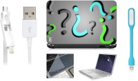 Print Shapes Question Mark Laptop Skin with Screen Guard ,Key Guard,Usb led and Charging Data Cable Combo Set(Multicolor)   Laptop Accessories  (Print Shapes)