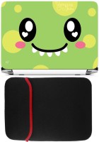FineArts Green Smiley Laptop Skin with Reversible Laptop Sleeve Combo Set(Multicolor)   Laptop Accessories  (FineArts)