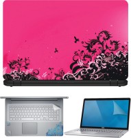 View FineArts Pink Abstract Floral 4 in 1 Laptop Skin Pack with Screen Guard, Key Protector and Palmrest Skin Combo Set(Multicolor) Laptop Accessories Price Online(FineArts)