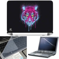 FineArts Color Tiger Face 3 in 1 Laptop Skin Pack With Screen Guard & Key Protector Combo Set(Multicolor)   Laptop Accessories  (FineArts)