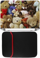 FineArts Multi Teddys Laptop Skin with Reversible Laptop Sleeve Combo Set(Multicolor)   Laptop Accessories  (FineArts)