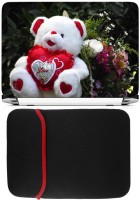 FineArts White Teddy Laptop Skin with Reversible Laptop Sleeve Combo Set(Multicolor)   Laptop Accessories  (FineArts)