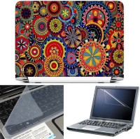 FineArts Colorfull Floral Circle 3 in 1 Laptop Skin Pack With Screen Guard & Key Protector Combo Set(Multicolor)   Laptop Accessories  (FineArts)