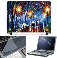 FineArts Painting Couple Street Walk 3 in 1 Laptop Skin Pack With Screen Guard & Key Protector Combo Set(Multicolor)   Laptop Accessories  (FineArts)